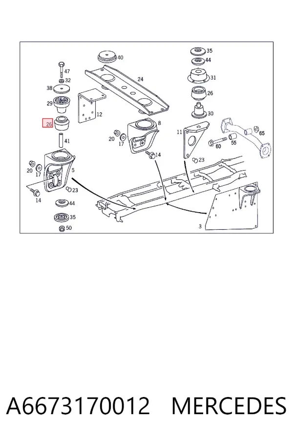 Silentblock kabiny A6673170012 Mercedes