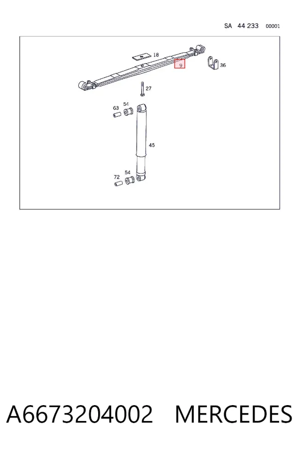Resor przedni A6673204002 Mercedes