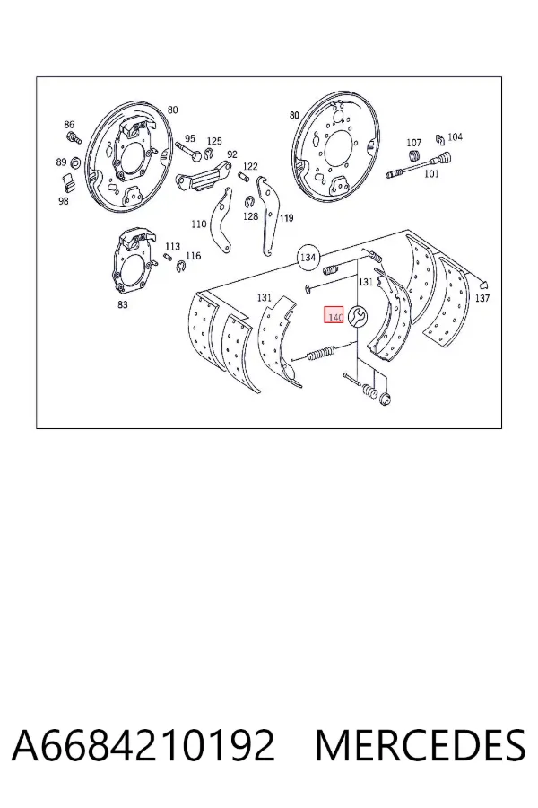 Zestaw montażowy szczęk hamulcowych tylnych A6684210192 Mercedes
