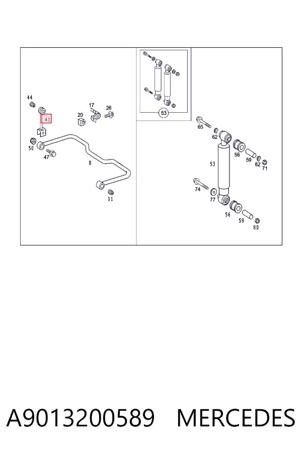 Łącznik stabilizatora tylnego A9013200589 Mercedes