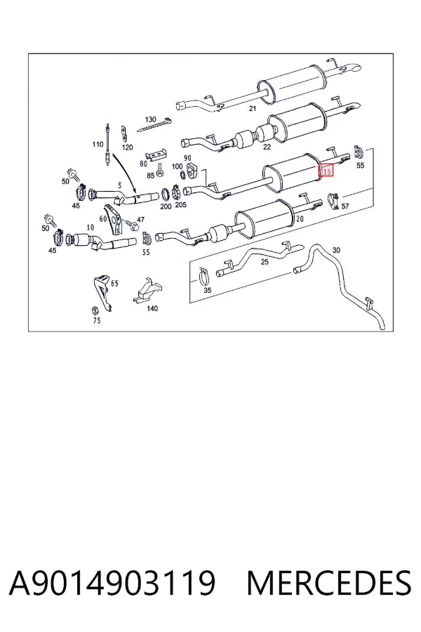 Tłumik, środkowa część A9014903119 Mercedes