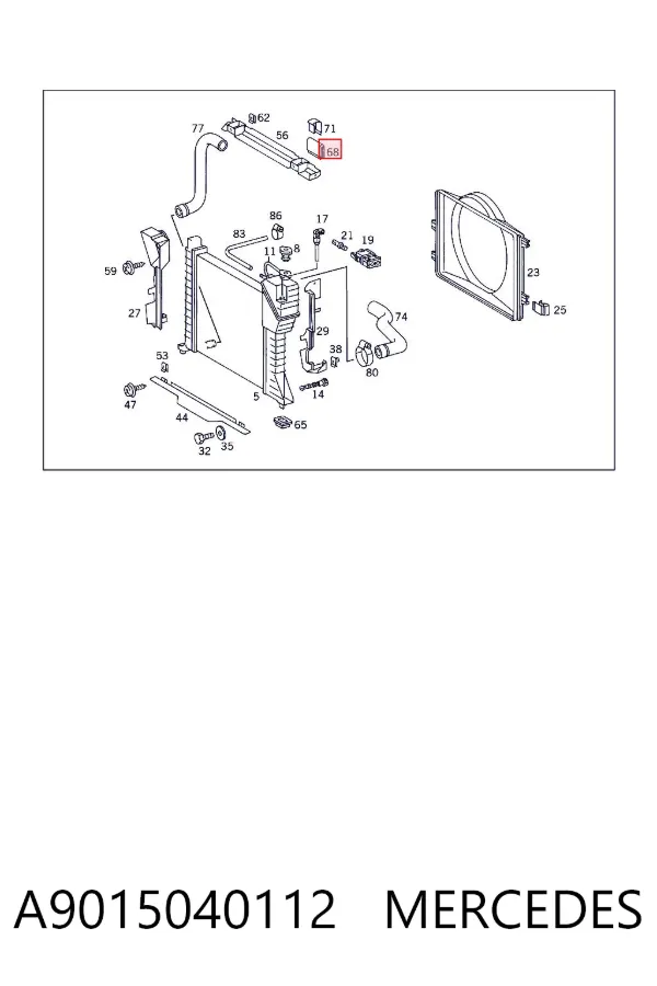 Poduszka mocowania chłodnicy górna A9015040112 Mercedes