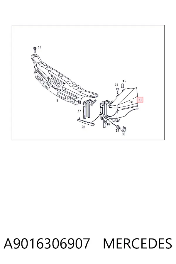 Błotnik przedni lewy A9016306907 Mercedes