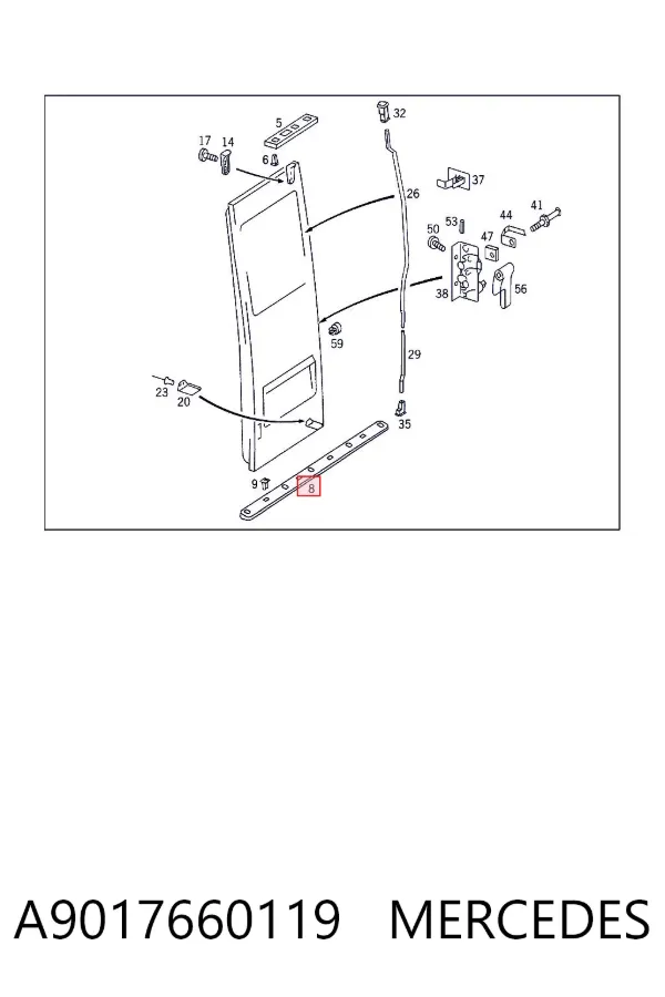 Nakładka na drzwi tylne lewe dolna A9017660119 Mercedes