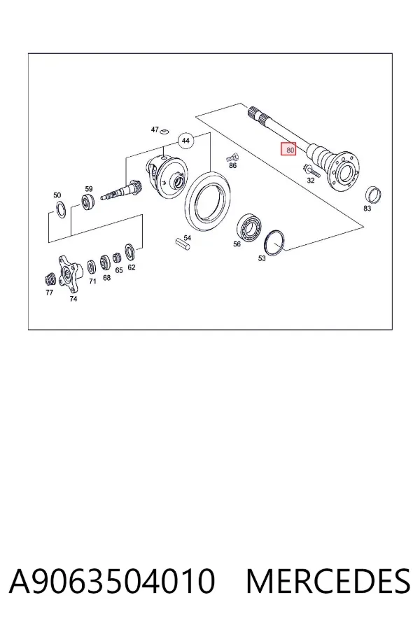 Półoś tylna prawa A9063504010 Mercedes