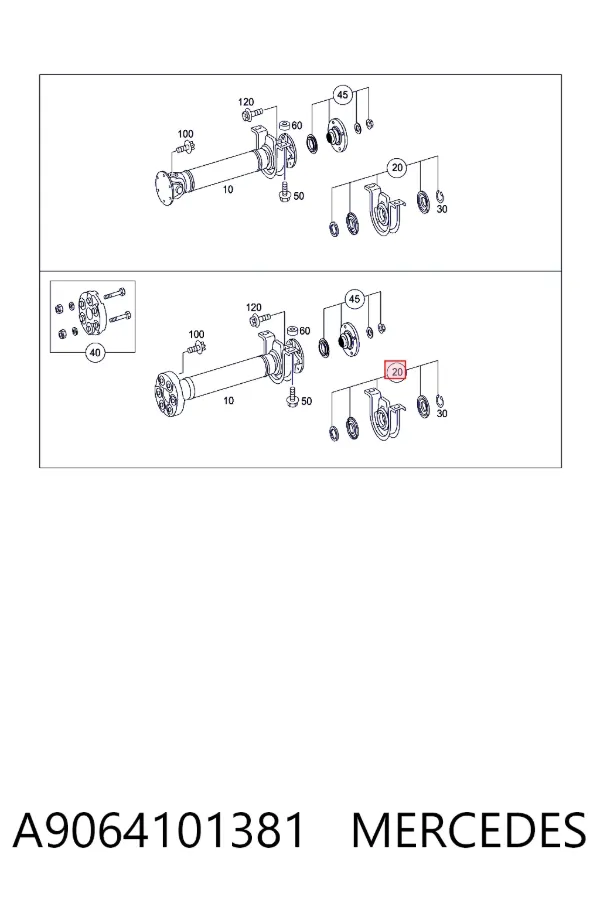 Łożysko podwieszane wału Cardana A9064101381 Mercedes
