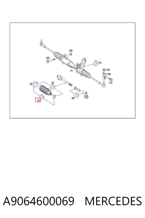 Osłona mechanizmu kierowniczego (maglownicy) A9064600069 Mercedes