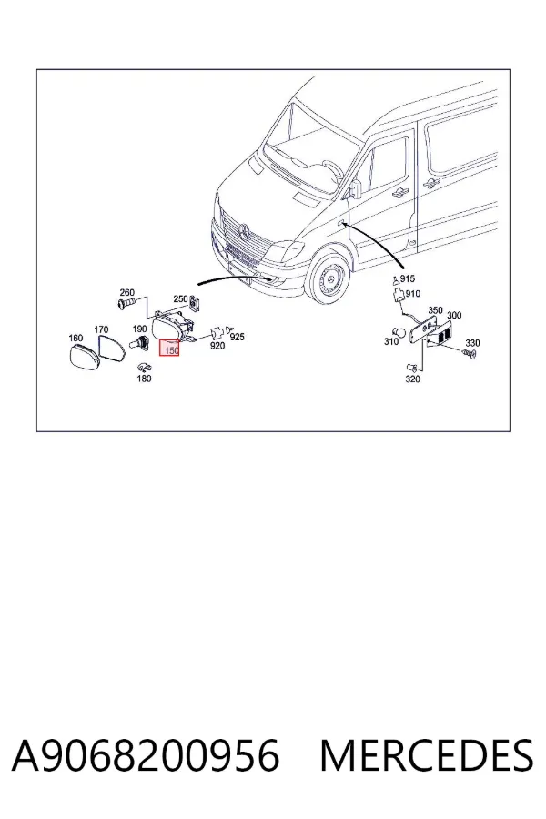 Lampa przeciwmgielna prawa A9068200956 Mercedes