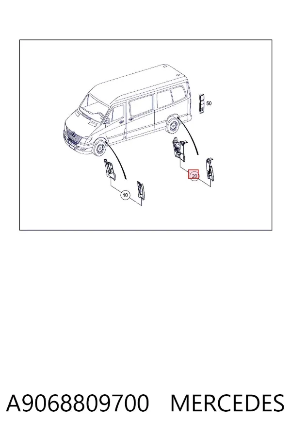 Chlapacze tylne, komplet A9068809700 Mercedes