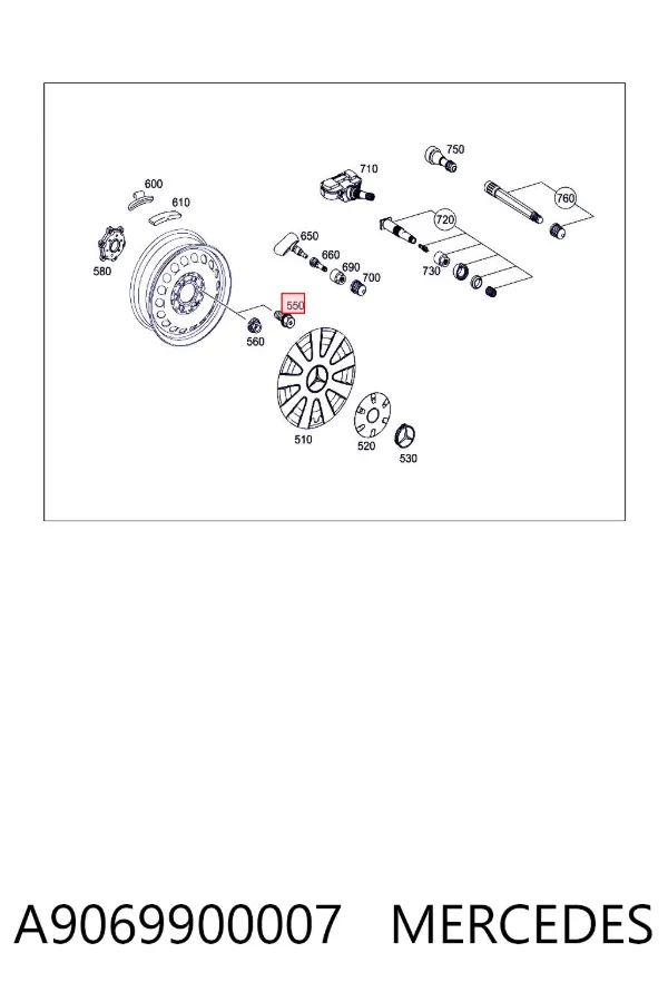 Śruba koła A9069900007 Mercedes