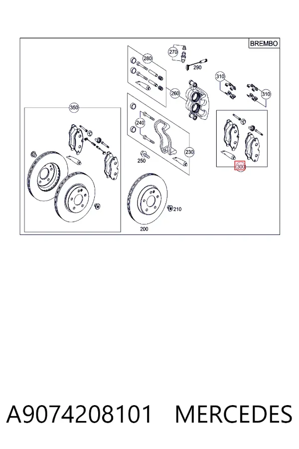 Klocki hamulcowe przednie tarczowe A9074208101 Mercedes