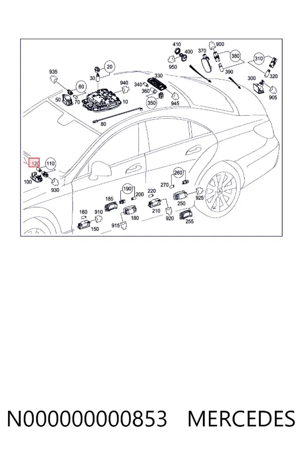 Żarówka oświetlenia wnętrza/kabiny N000000000853 Mercedes