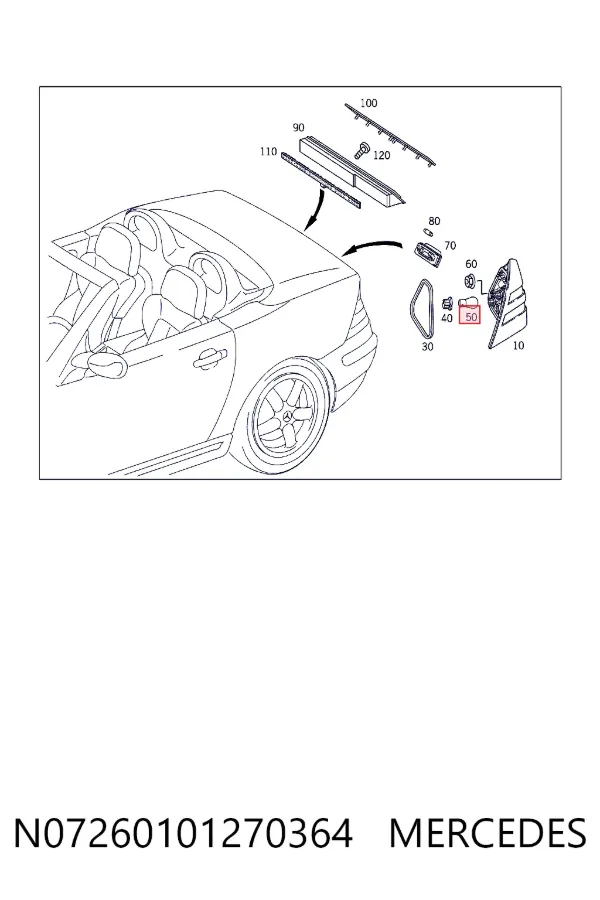 Silentblock przedniego wahacza dolnego N07260101270364 Mercedes