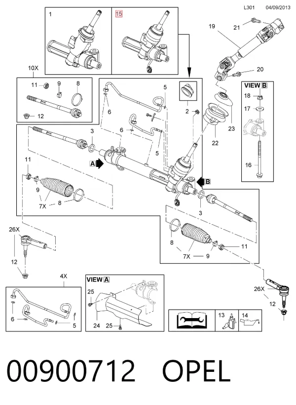 Listwa kierownicza (maglownica) 00900712 Opel