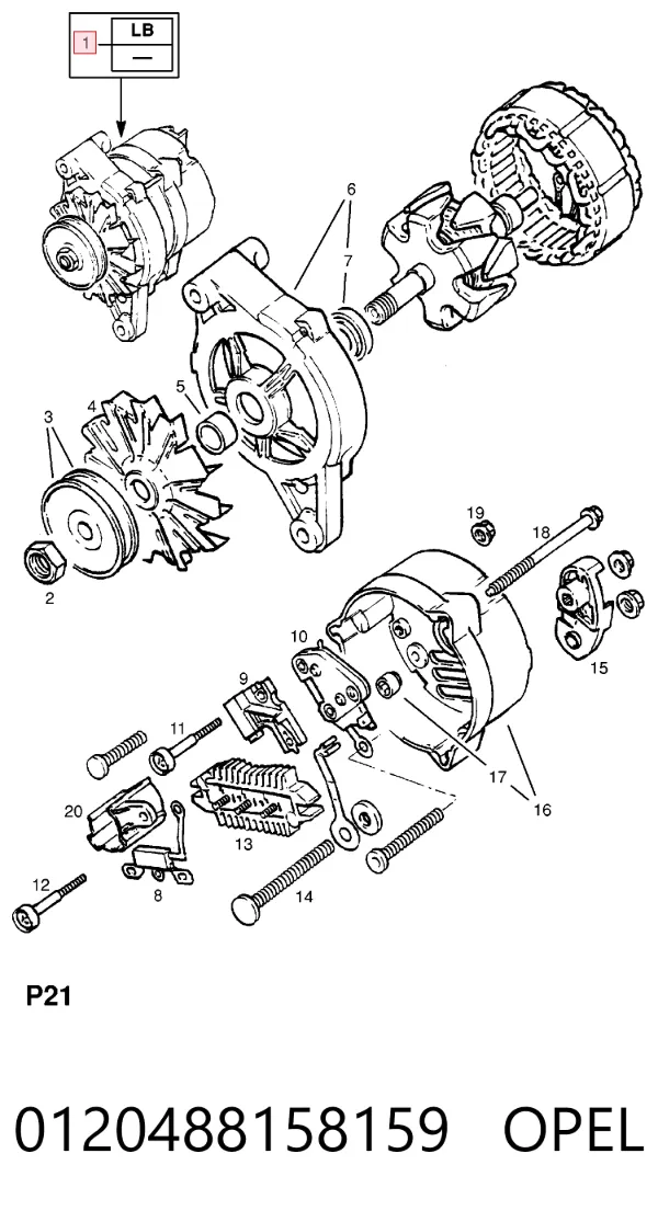 Alternator 0120488158159 Opel