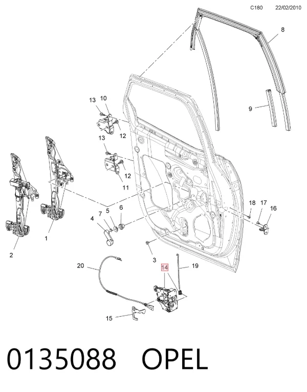 Zamek drzwi tylnych lewych 0135088 Opel