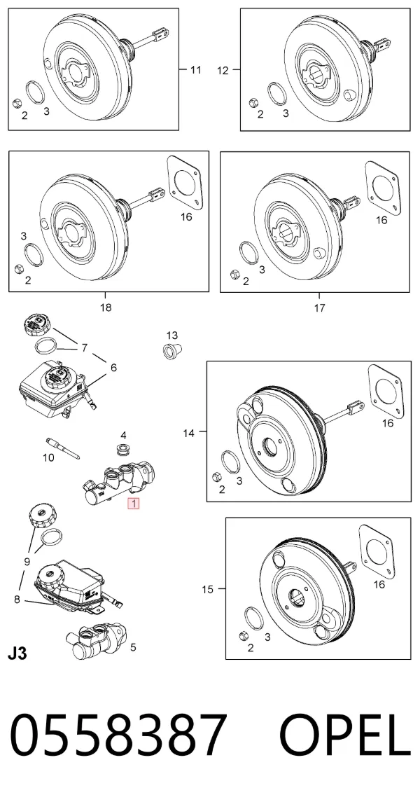 Główny cylinder hamulców 0558387 Opel