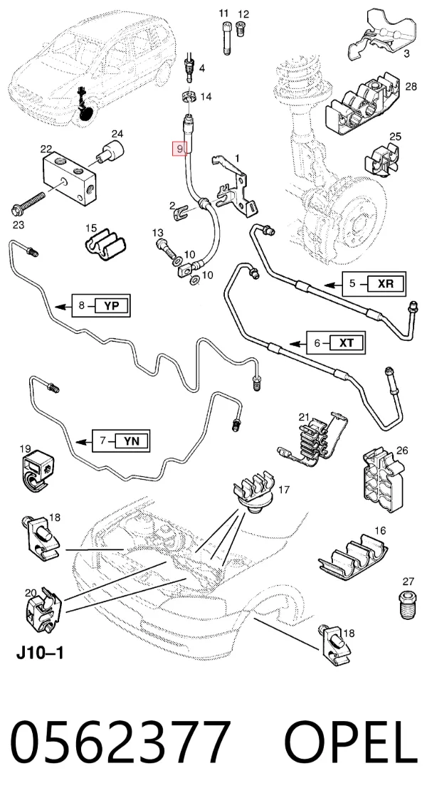Przewód hamulcowy przedni 0562377 Opel