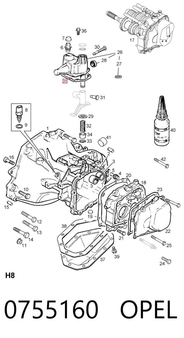 Uszczelka pokrywy skrzyni biegów 0755160 Opel