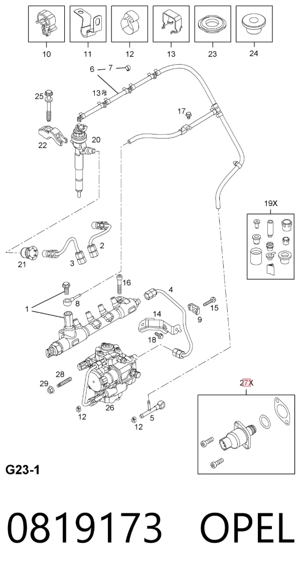 Zawór regulacji ciśnienia (zawór redukcyjny pompy wtryskowej) System Common-Rail 0819173 Opel