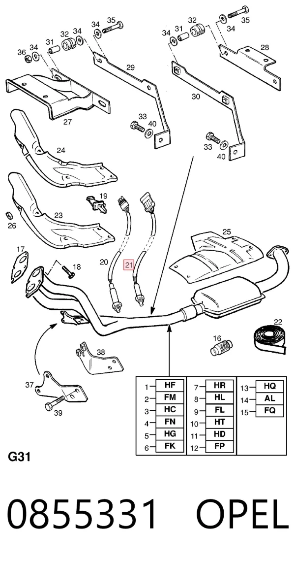 Sonda lambda, czujnik tlenu 0855331 Opel