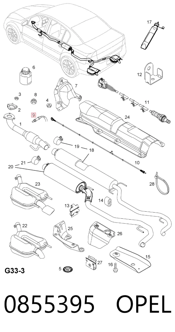 Sonda lambda, czujnik tlenu 0855395 Opel