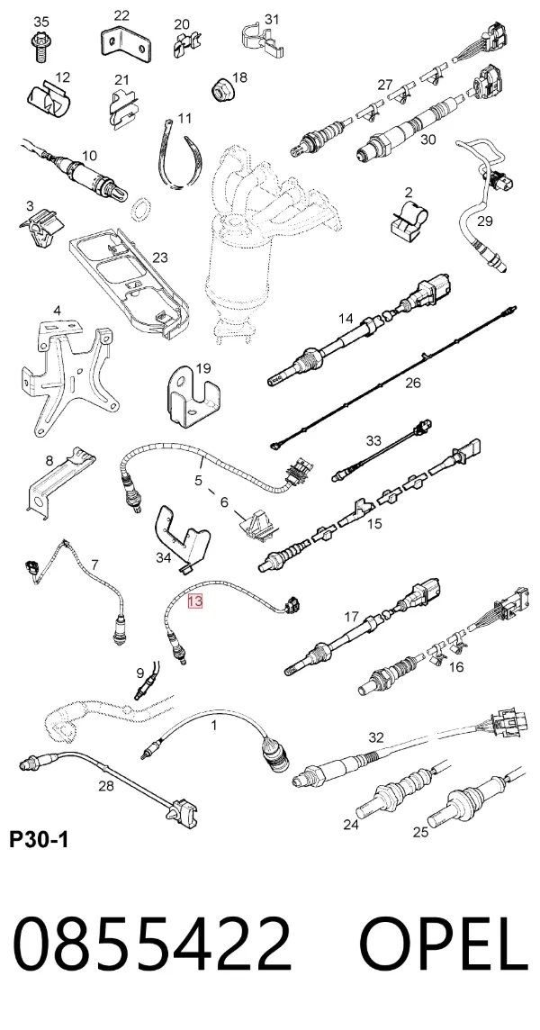 Sonda lambda czujnik tlenu przed katalizatorem 0855422 Opel