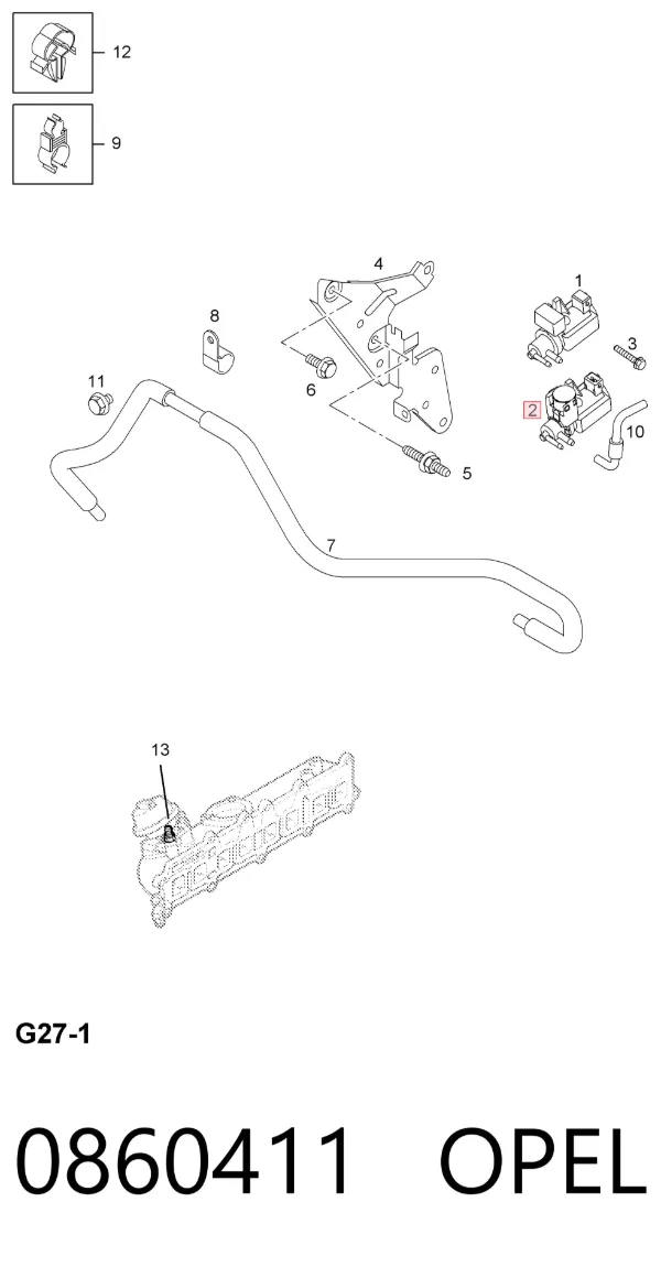 Przetwornik ciśnienia (solenoid) doładowania 0860411 Opel