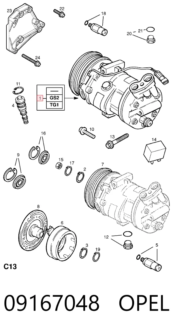 Sprężarka klimatyzacji 09167048 Opel