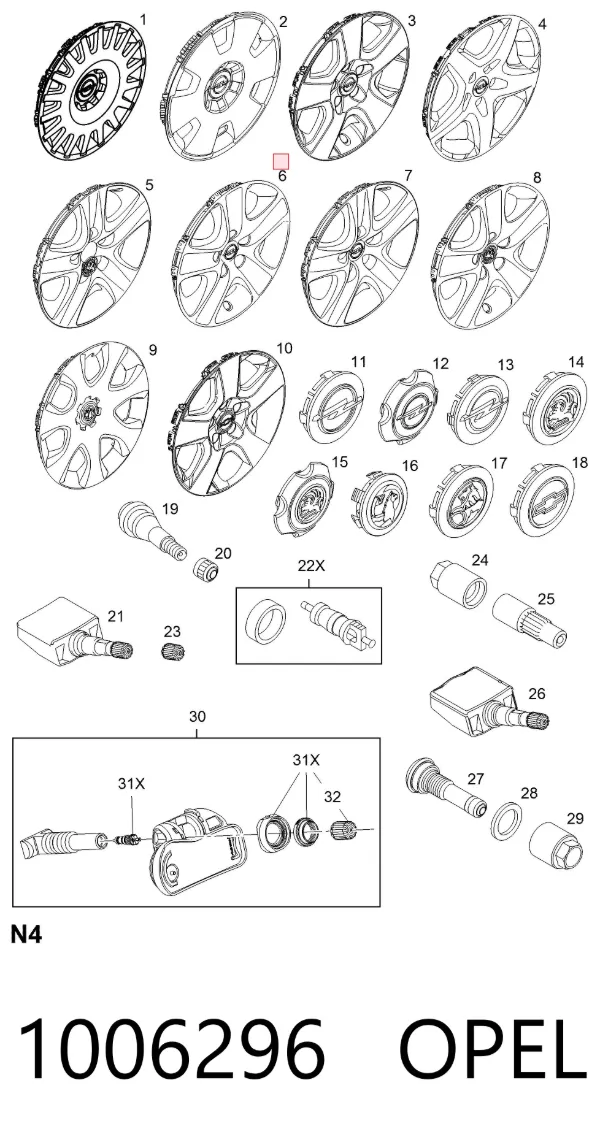 Kołpak do obręczy koła 1006296 Opel