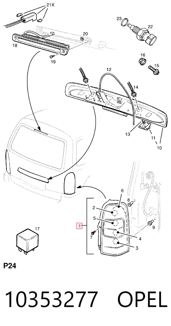 Lampa zespolona tylna lewa Opel Sintra 
