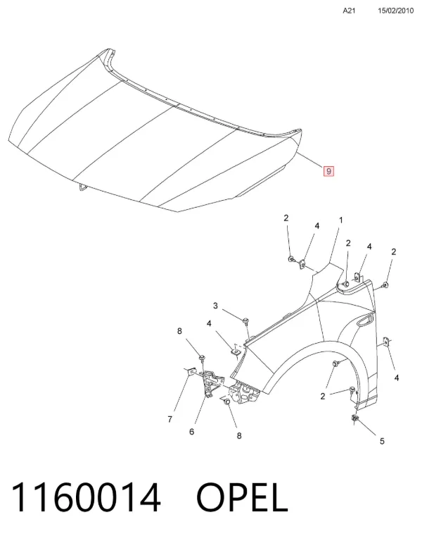 Maska silnika 1160014 Opel