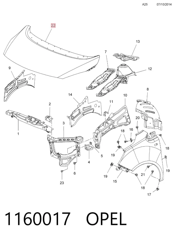 Maska silnika Opel Meriva B