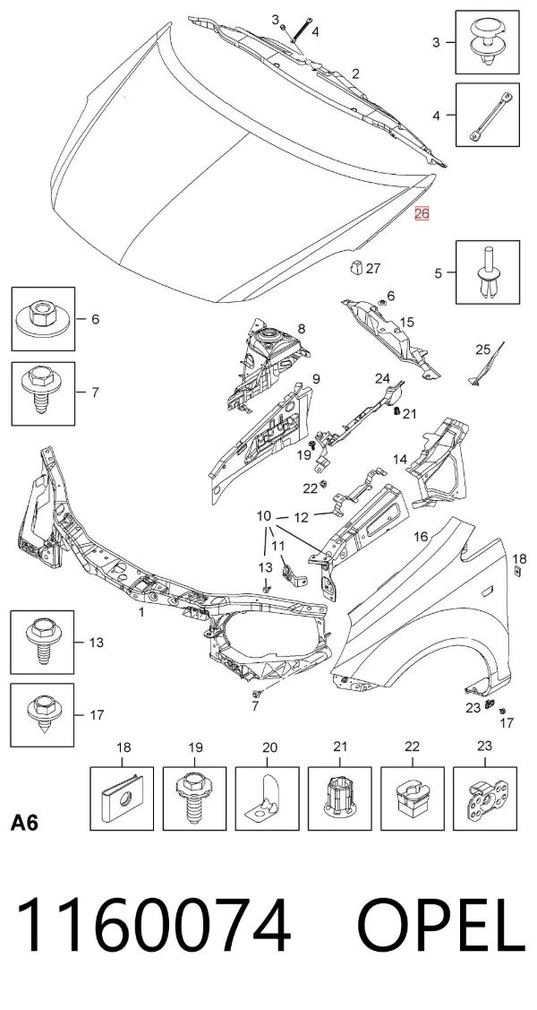 Maska silnika 1160074 Opel