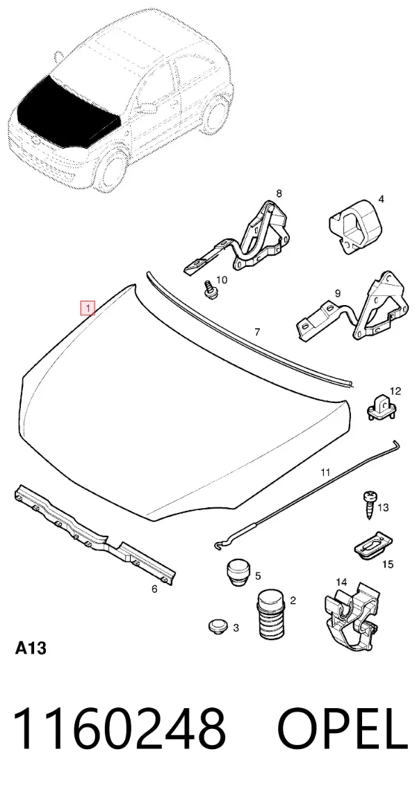 Maska silnika 1160248 Opel