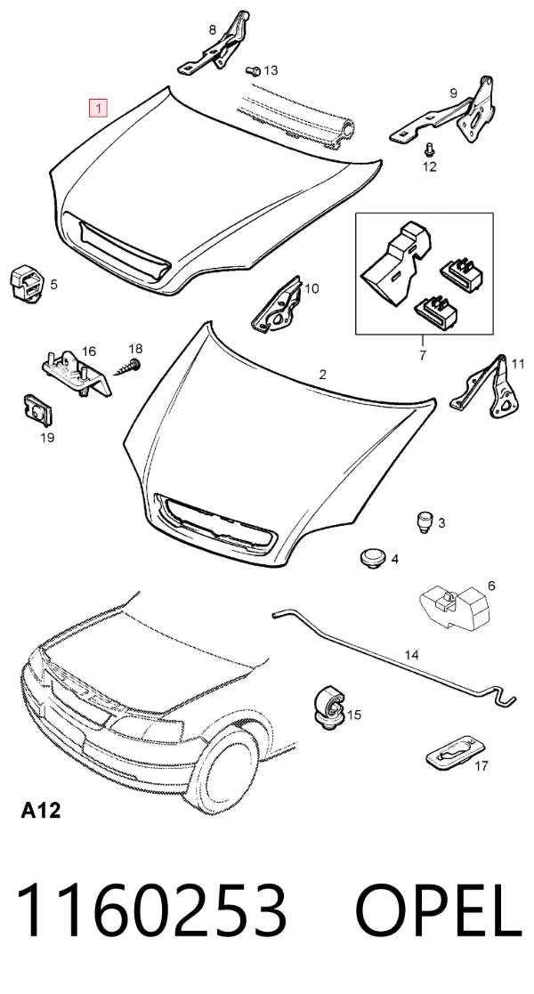 Maska silnika 1160253 Opel