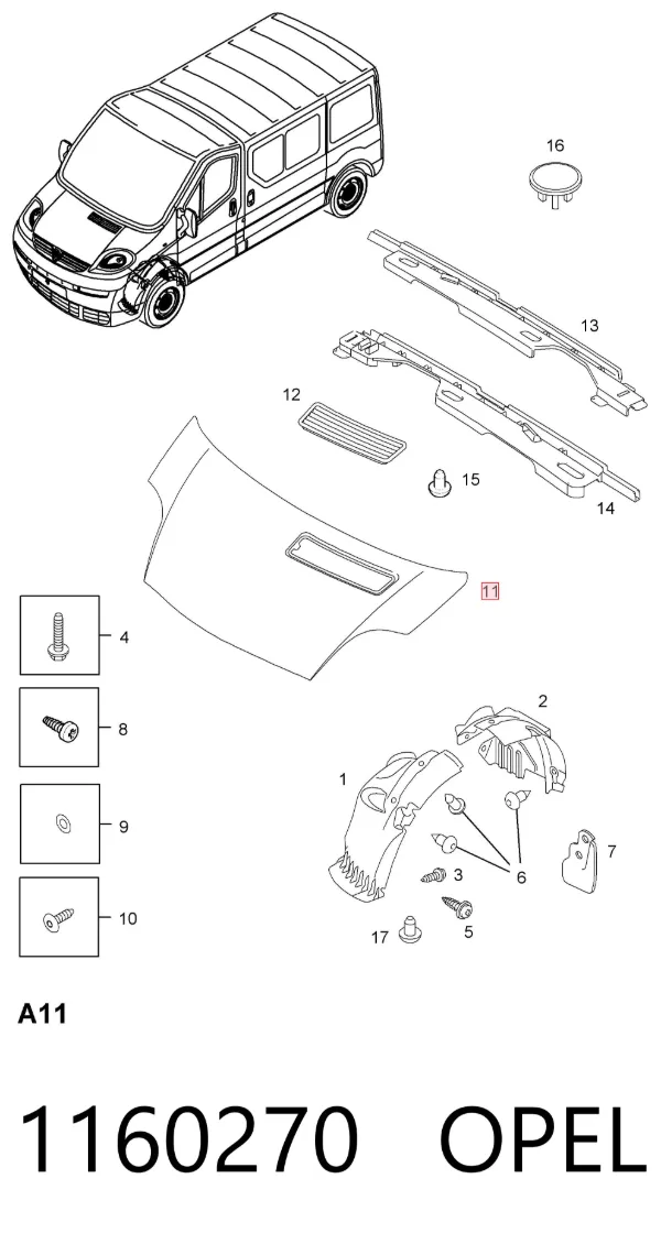 Maska silnika 1160270 Opel