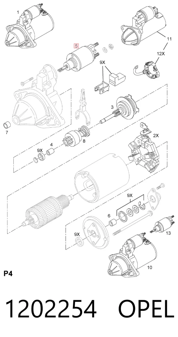 Elektromagnes rozrusznika 1202254 Opel