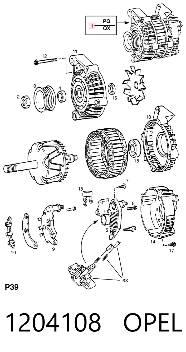 Alternator 1204108 Opel