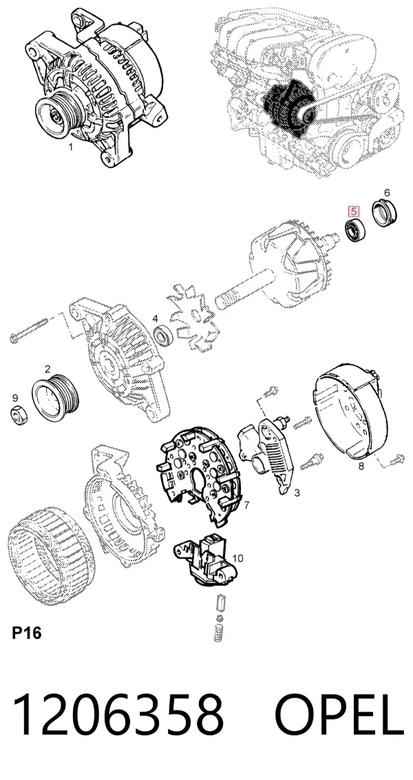 Łożysko alternatora 1206358 Opel