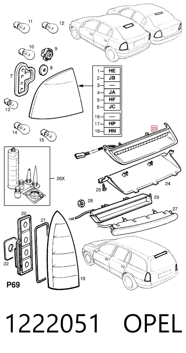Lampa stop tylna dodatkowa Opel Astra G