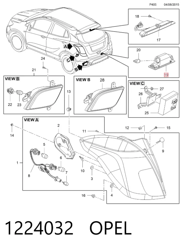 Lampa oświetlenia tylnej tablicy rejestracyjnej 1224032 Opel