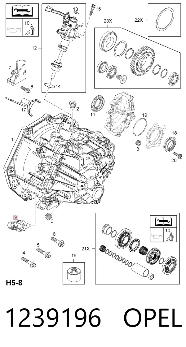 Czujnik włączania światła cofania 1239196 Opel