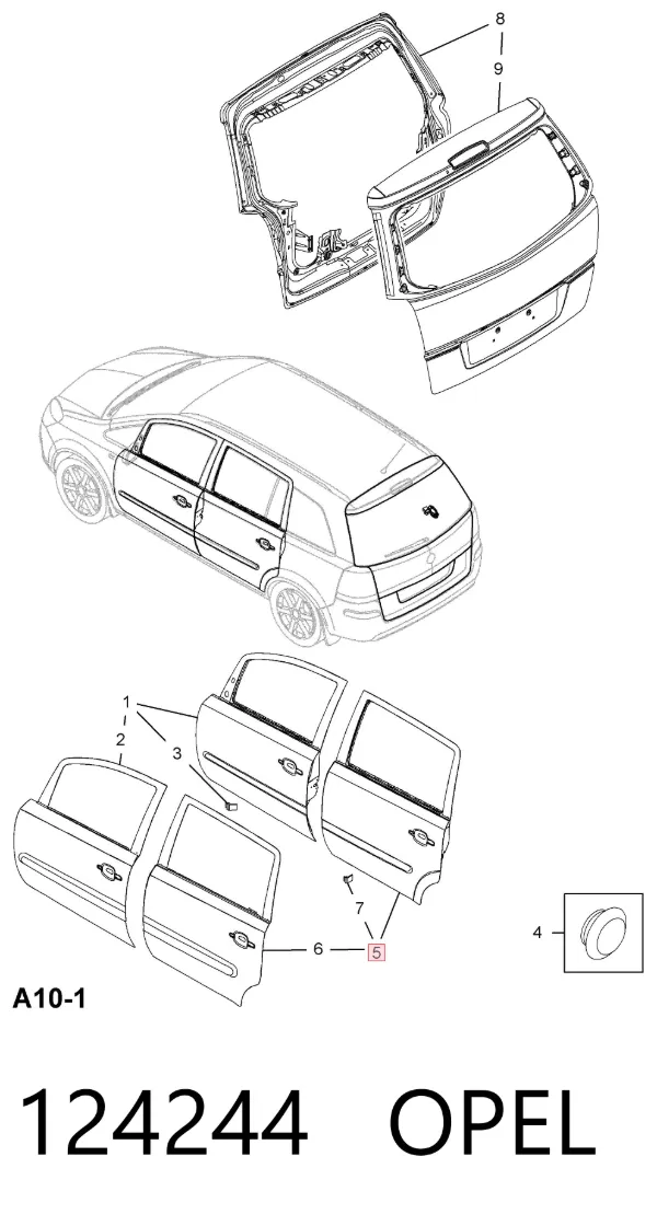 Drzwi tylne prawe Opel Zafira B