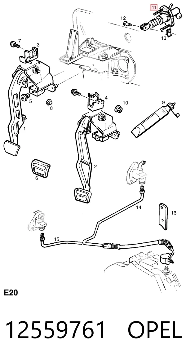 Cylinder sprzęgła główny 12559761 Opel