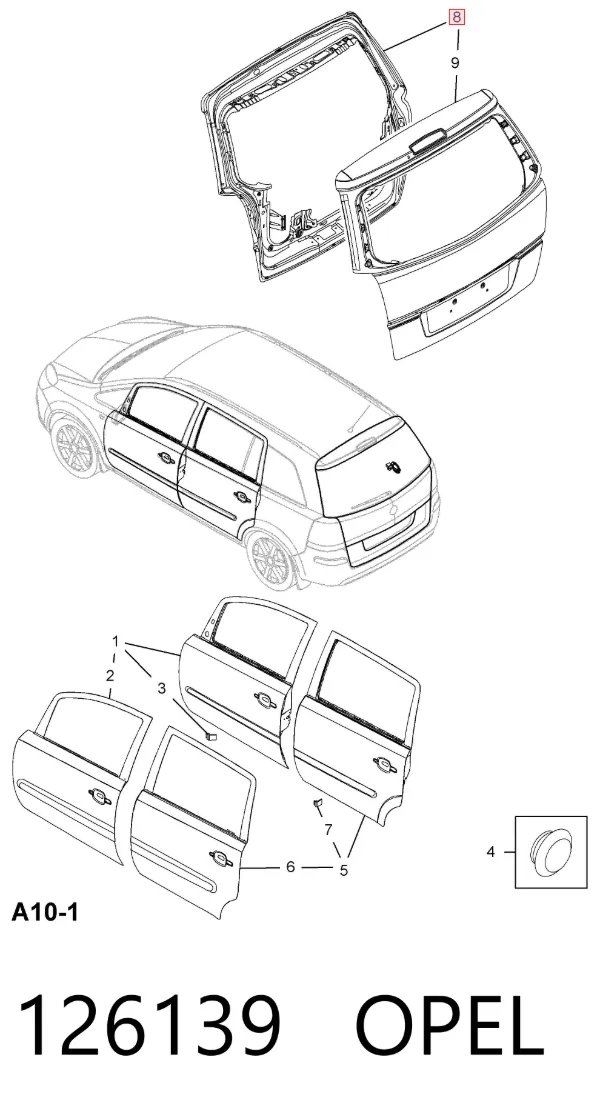 Drzwi tylne (bagażnika 3/5) Opel Zafira B