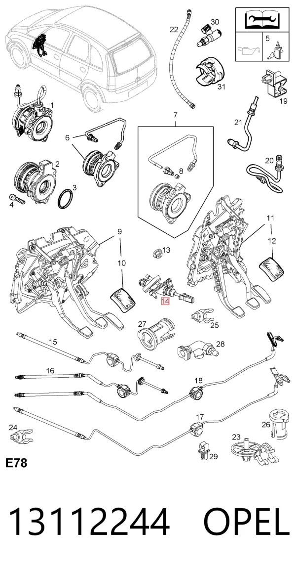 Cylinder sprzęgła główny 13112244 Opel