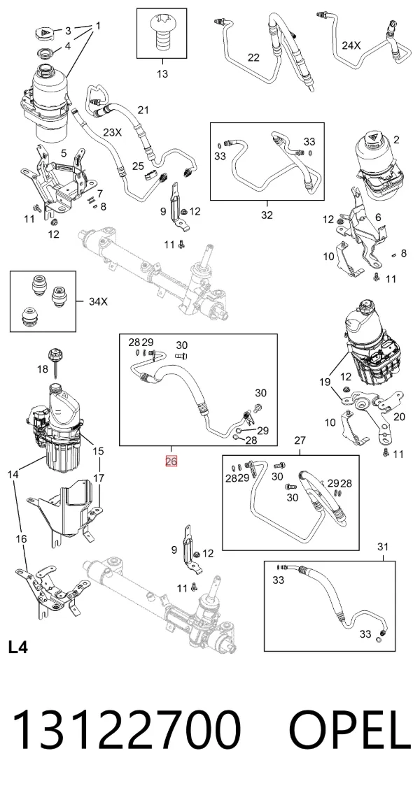 Przewód hydraulicznego układu wspomagania wysokiego ciśnienia, od pompy do maglownicy (mechanizmu) Opel Zafira B