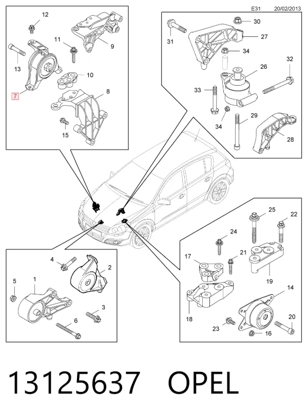 Poduszka (podpora) silnika prawa 13125637 Opel