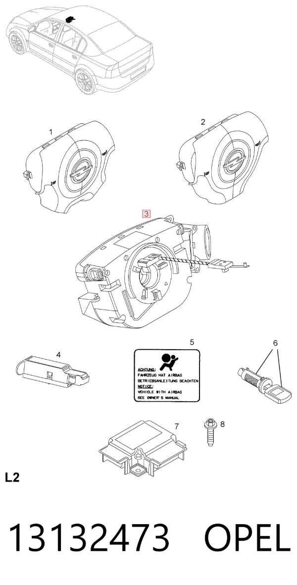 Pierścień kontaktowy AIRBAG, taśma kierownicy  Opel Vectra C